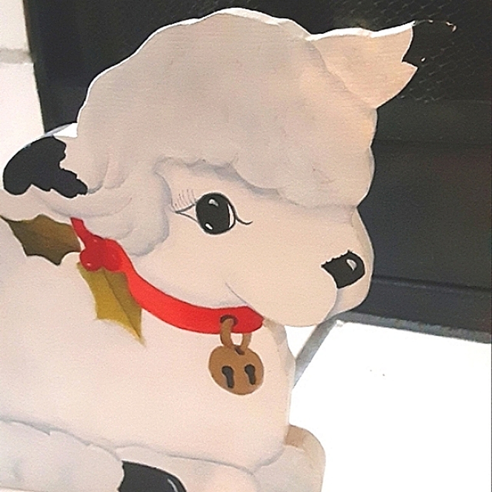 Wooden Vintage Christmas Lamb Holiday Decor